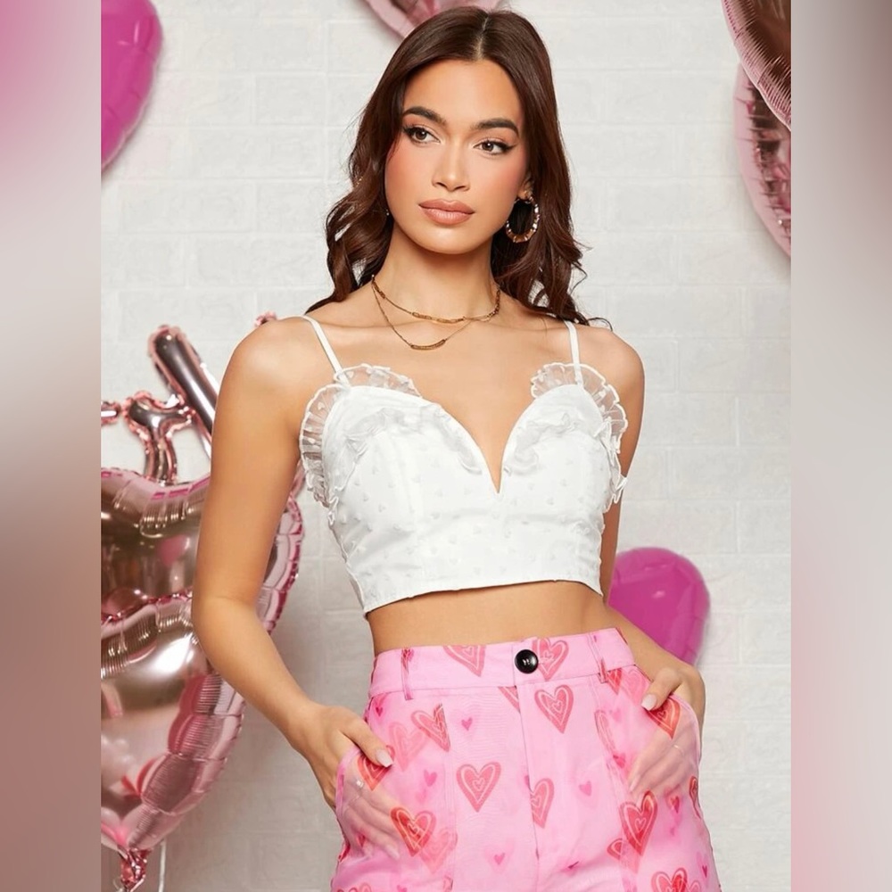 NWT Heart Lace Ruffle Top - Picture 2 of 10